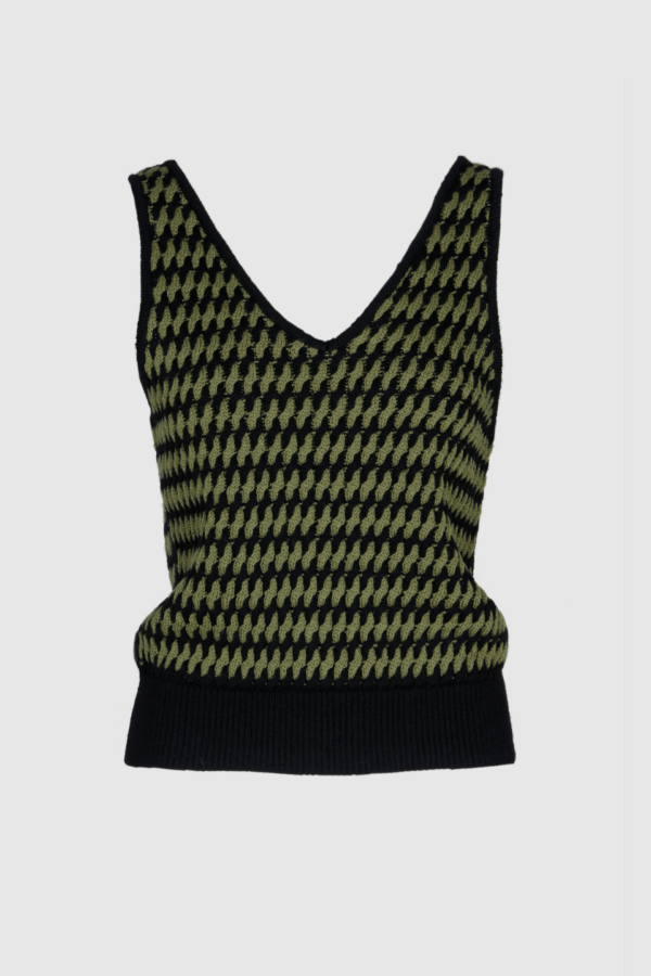Damen Pullunder aus Wolle in Olive und Schwarz