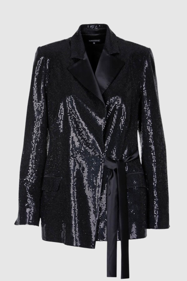 Blazer mit Pailletten in Schwarz