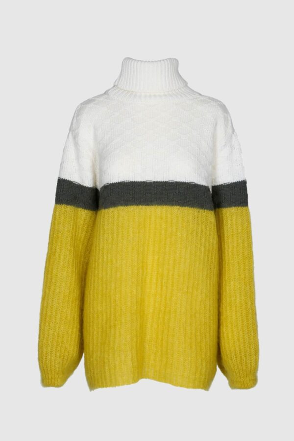 Oversize Pullover aus Mohair, Seide und Wolle in gelb