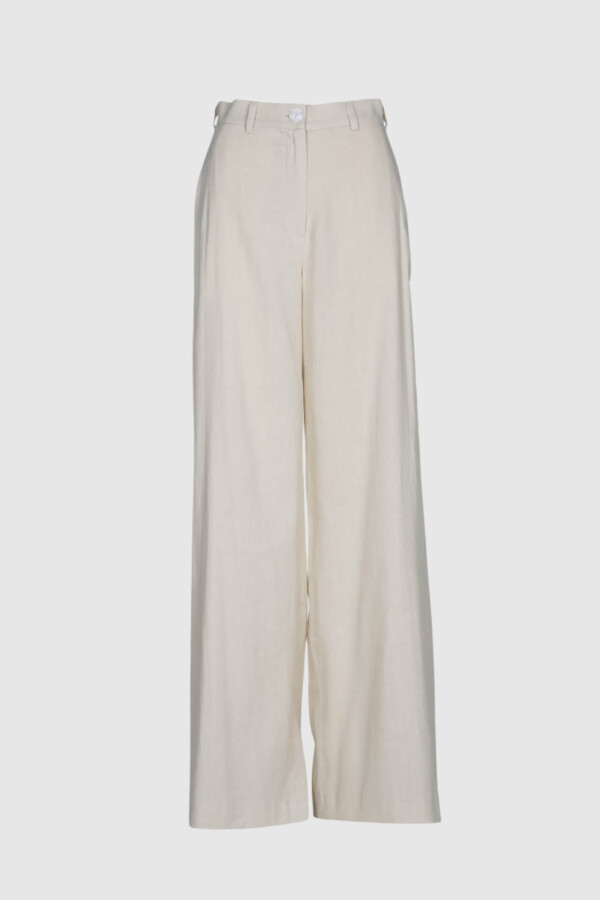 Hose, Leinen, Marlene Style, weites Bein, hoher Bund, Taschen, creme, grün