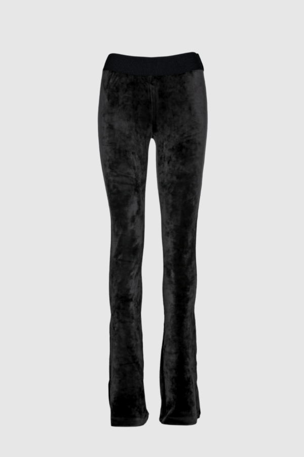 Damen Hose Samt Schwarz