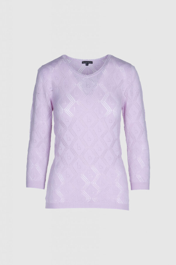 Ajour Damen Pullover in Lila – Vorderansicht