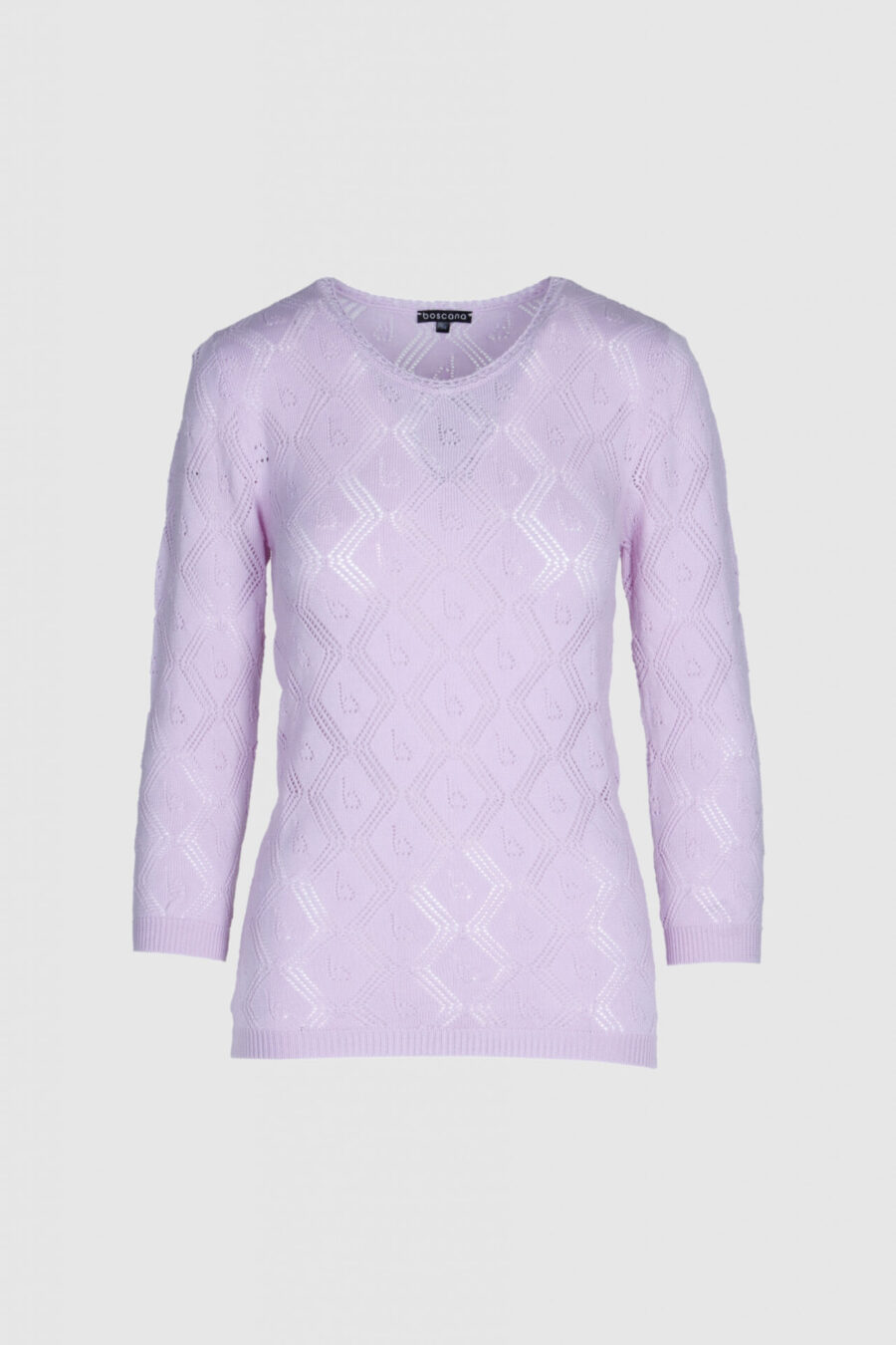 Ajour Damen Pullover in Lila – Vorderansicht