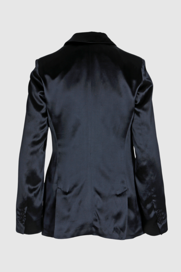 Schwarzer Blazer aus Satin Rückseite