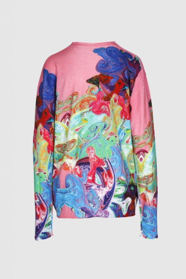 Bunter Kaschmir-Pullover in Rosa Print – Bild 3