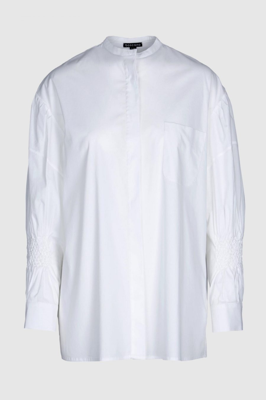 Bluse aus Baumwolle mit gesmokten Details in Weiß