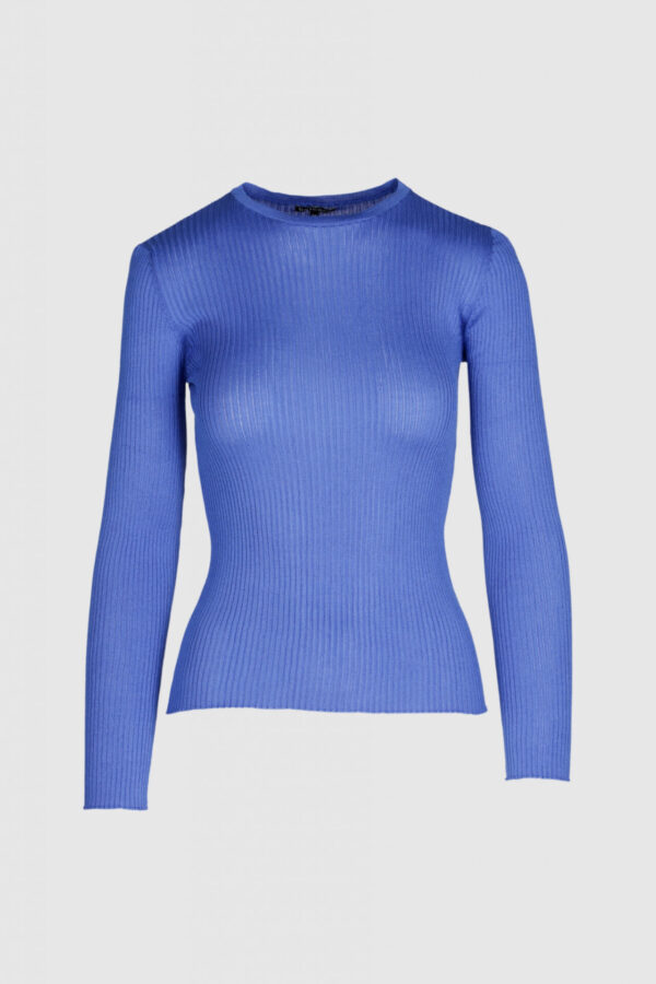 Pullover aus reiner Seide in lila-blau