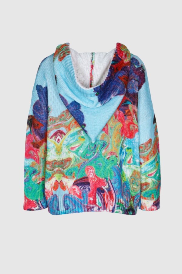Bunter Kaschmir-Hoodie mit Print – Bild 2