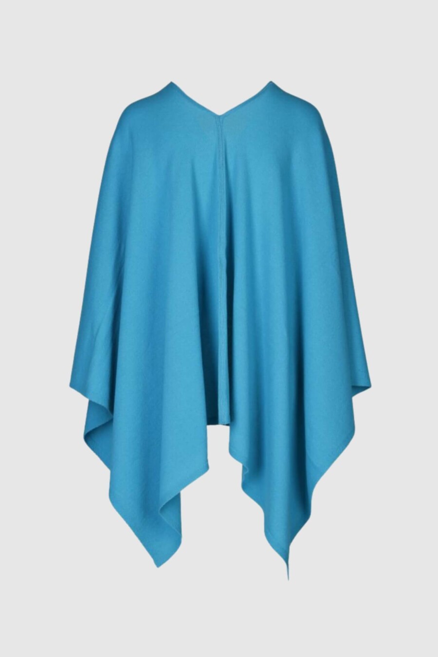 Poncho, Kaschmir, vorn geöffnet, unifarben, türkis