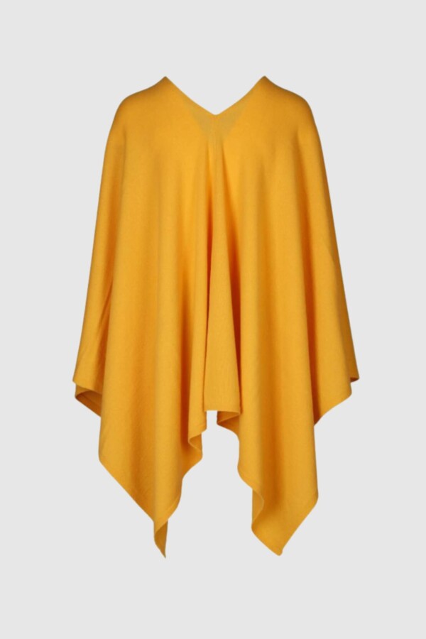 Gelber Poncho aus reinem Kaschmir – Bild 2