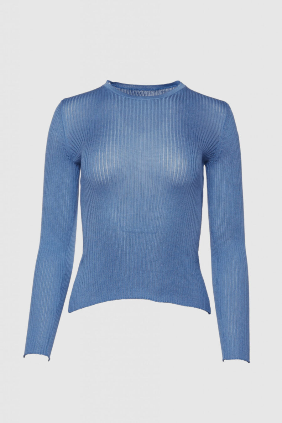 Damen Seidenpullover in Blau – Vorderansicht