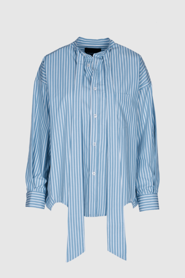 Bluse aus Baumwolle in blau und weiss