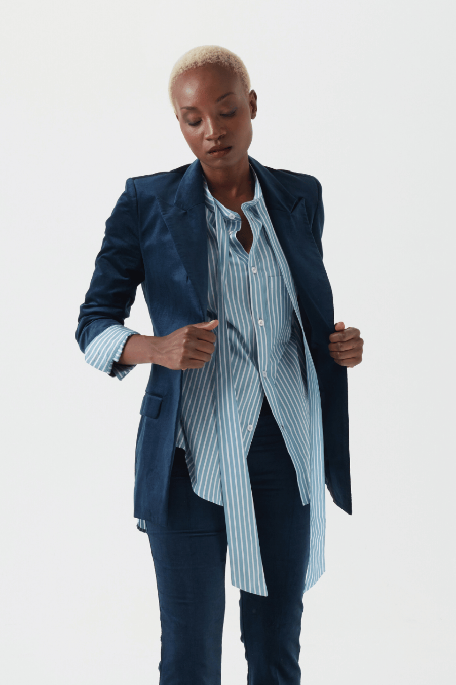 Bluse aus Baumwolle in blau und weiss