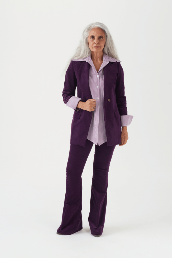 Blazer Damen Lila Weiss cord