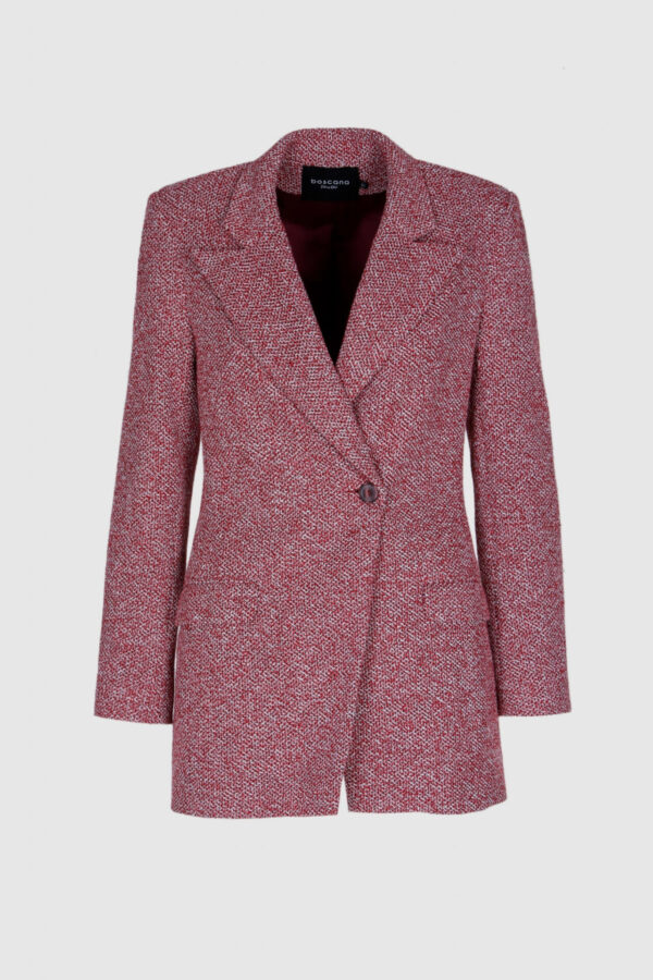 Roter Baumwollblazer für Damen in Melange-Optik – Vorderansicht
