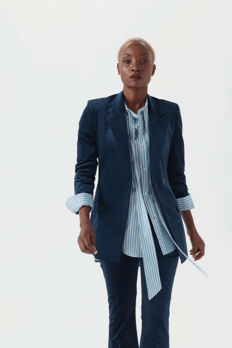 Blazer aus Cord in petrol für Damen