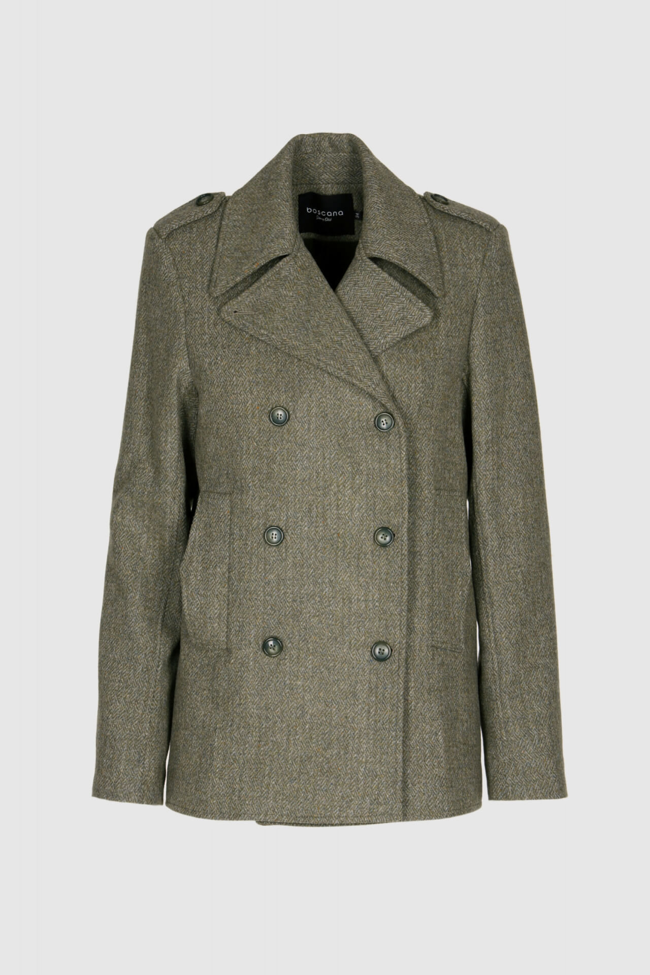 Cabanjacke aus Wolle in Grün Melange
