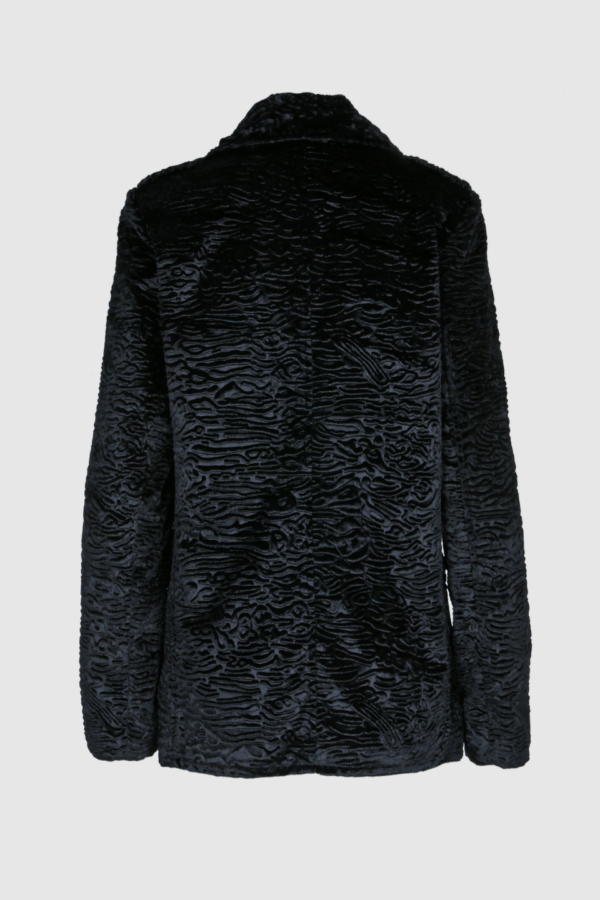 Damen Cabanjacke Fell-Imitat in Schwarz