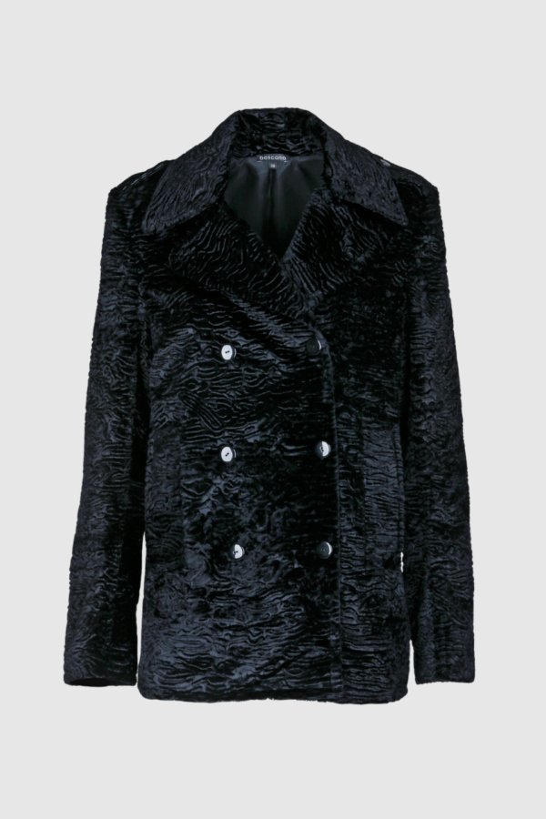 Cabanjacke Fell-Imitat in Schwarz