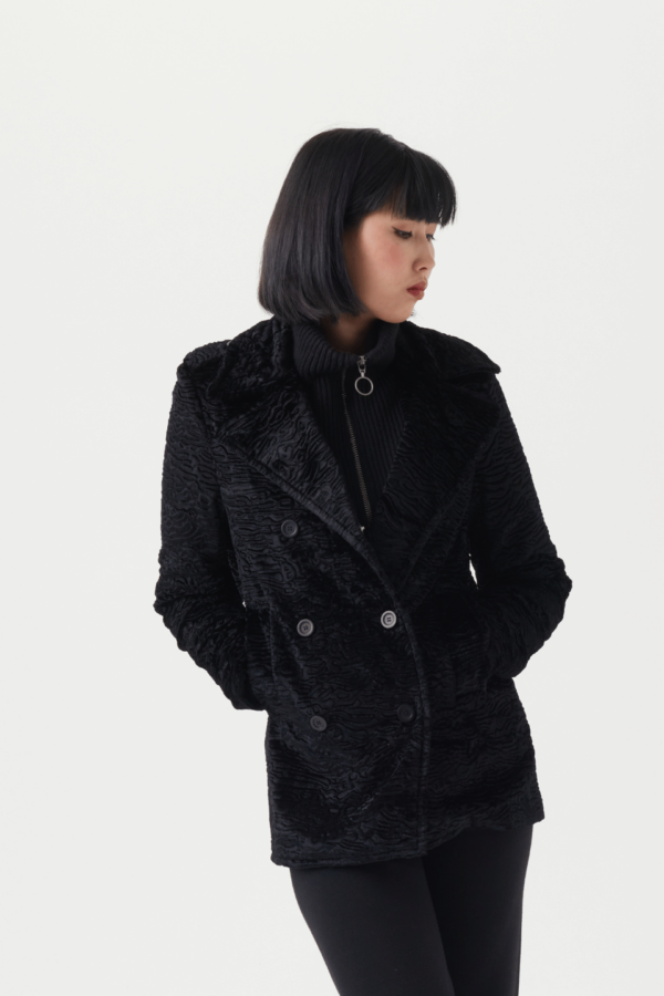 Cabanjacke Fell-Imitat in Schwarz