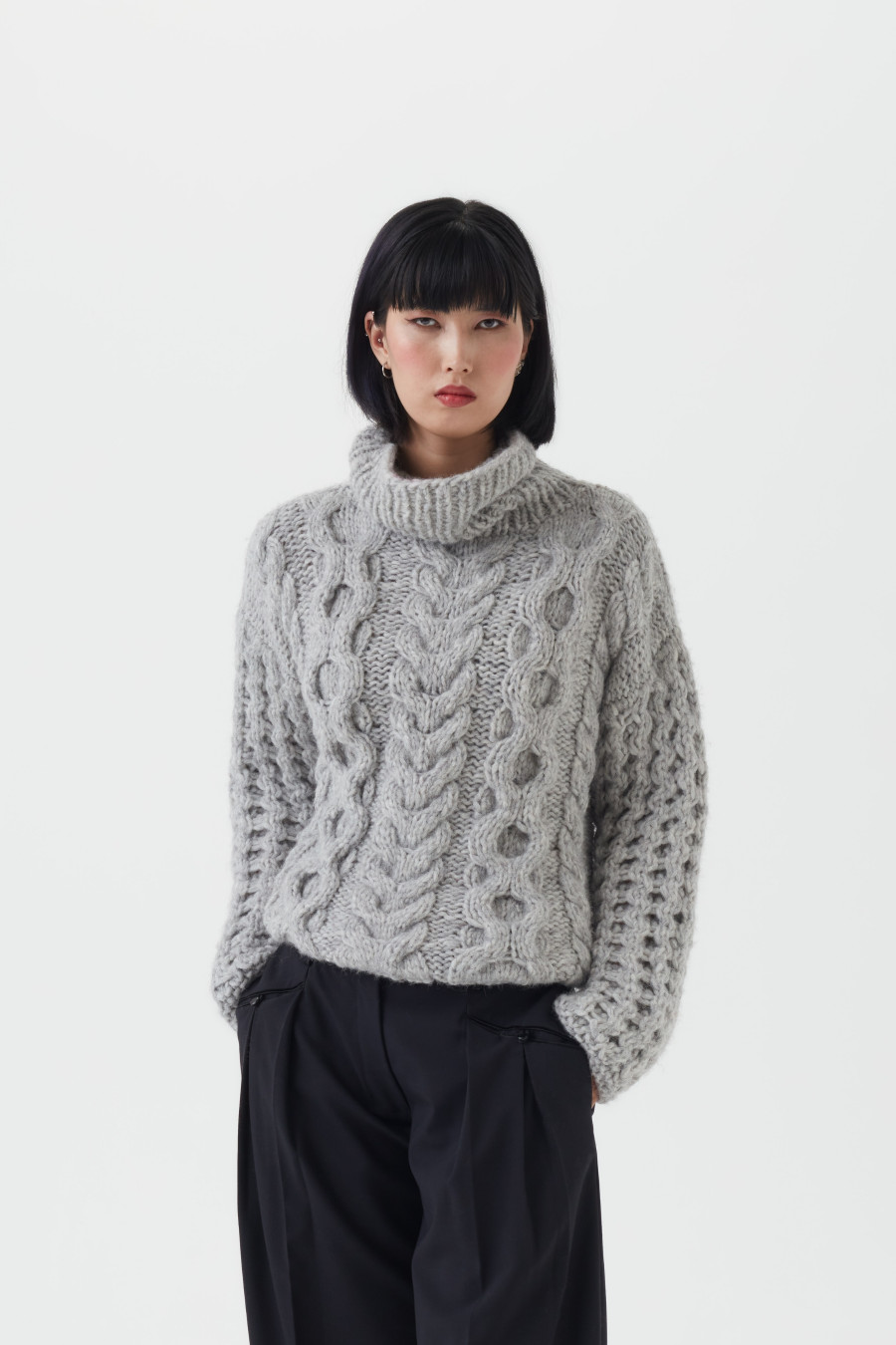 Pullover made of Mohair in Northern Grey (handknit)