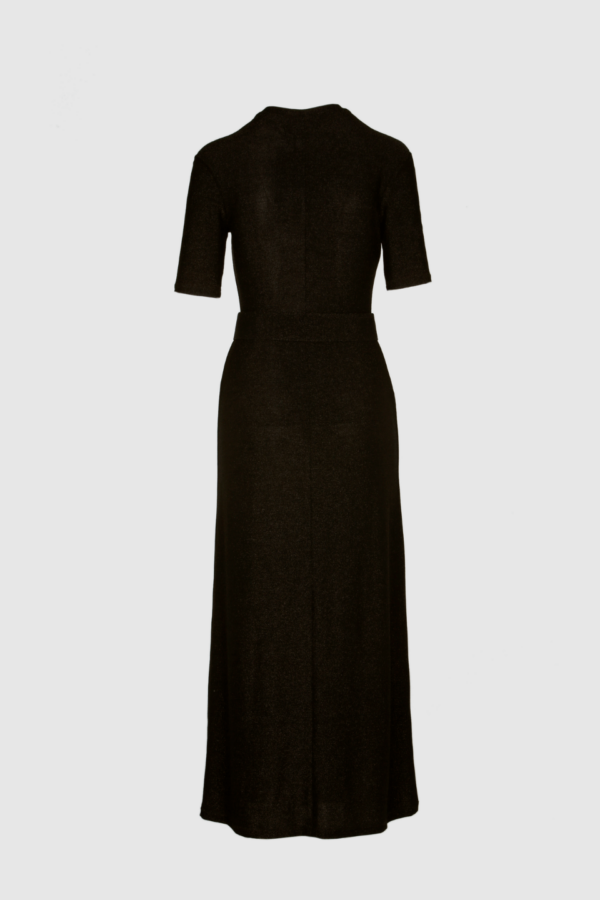 Damen Kleid Schwarz Gürtel Rückseite