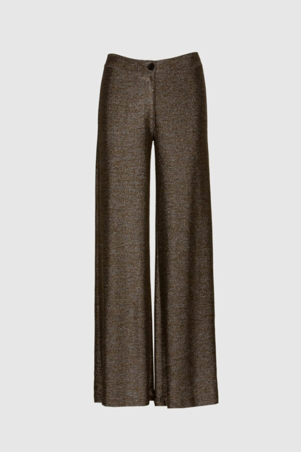 Weite Hose in braun mit Lurex