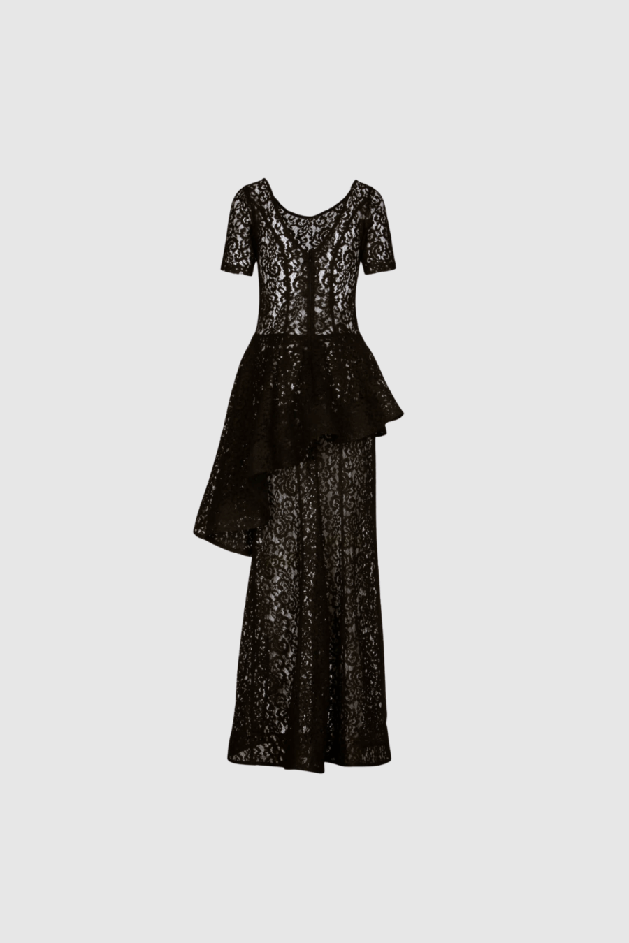 Spitzenkleid mit asymmetrischem Volant