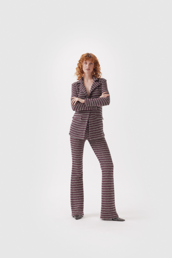 Damen Hose Baumwolle schwarz pink