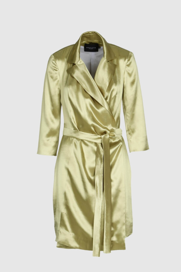 Satin,wickelkleid,gelb