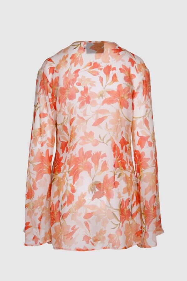 Bluse aus Seide Florales Design in Rosa – Bild 2