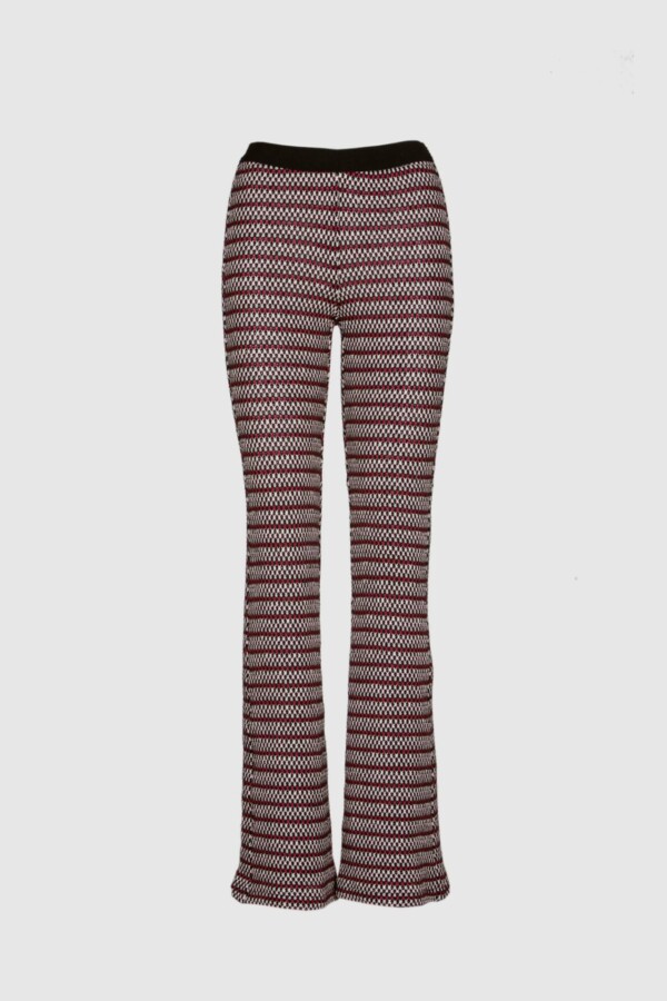Retro-Hose mit schwarz-pinkem Streifenmuster – Vorderansicht