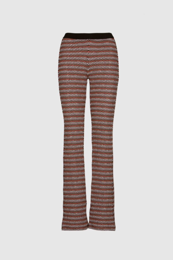 Gestreifte Damenhose in Orange und Schwarz – Vorderansicht