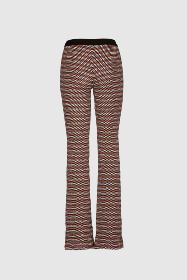 Gestreifte Damenhose in Orange und Schwarz – Auffälliges Retro-Design – Bild 4