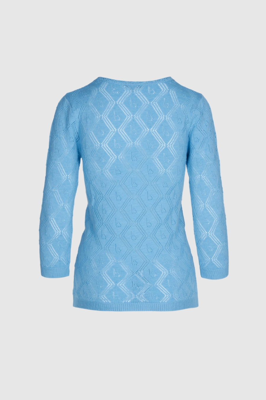 Ajour Pullover aus blauer Baumwolle – Vorderansicht