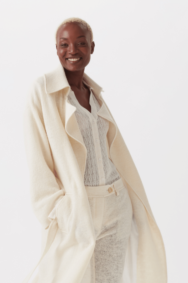 Gewebte Bluse Creme Weiß Damen