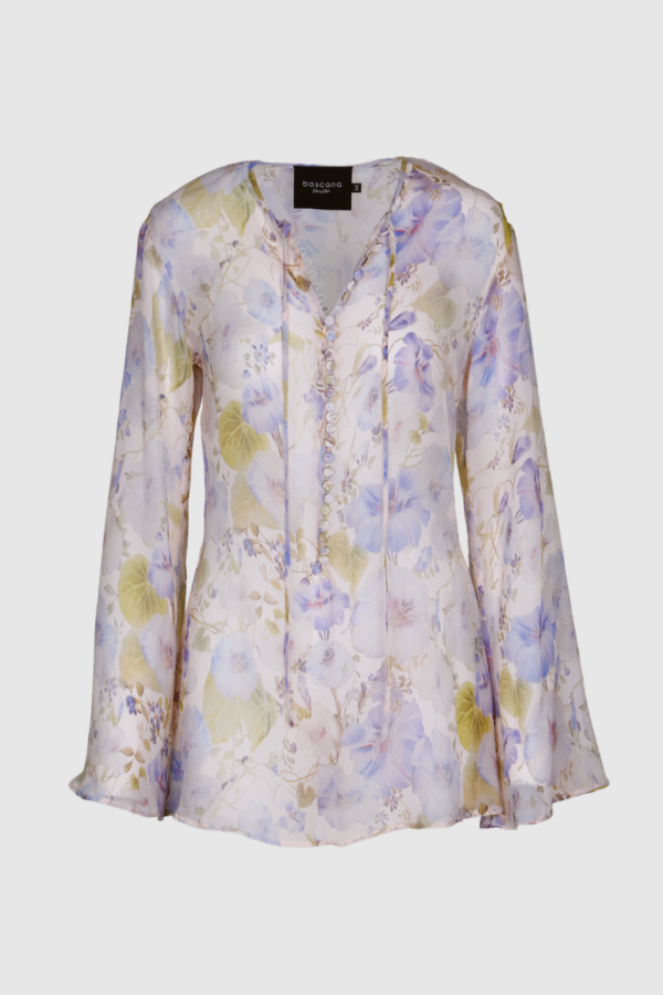 Damen Bluse lila und Beige aus Seide