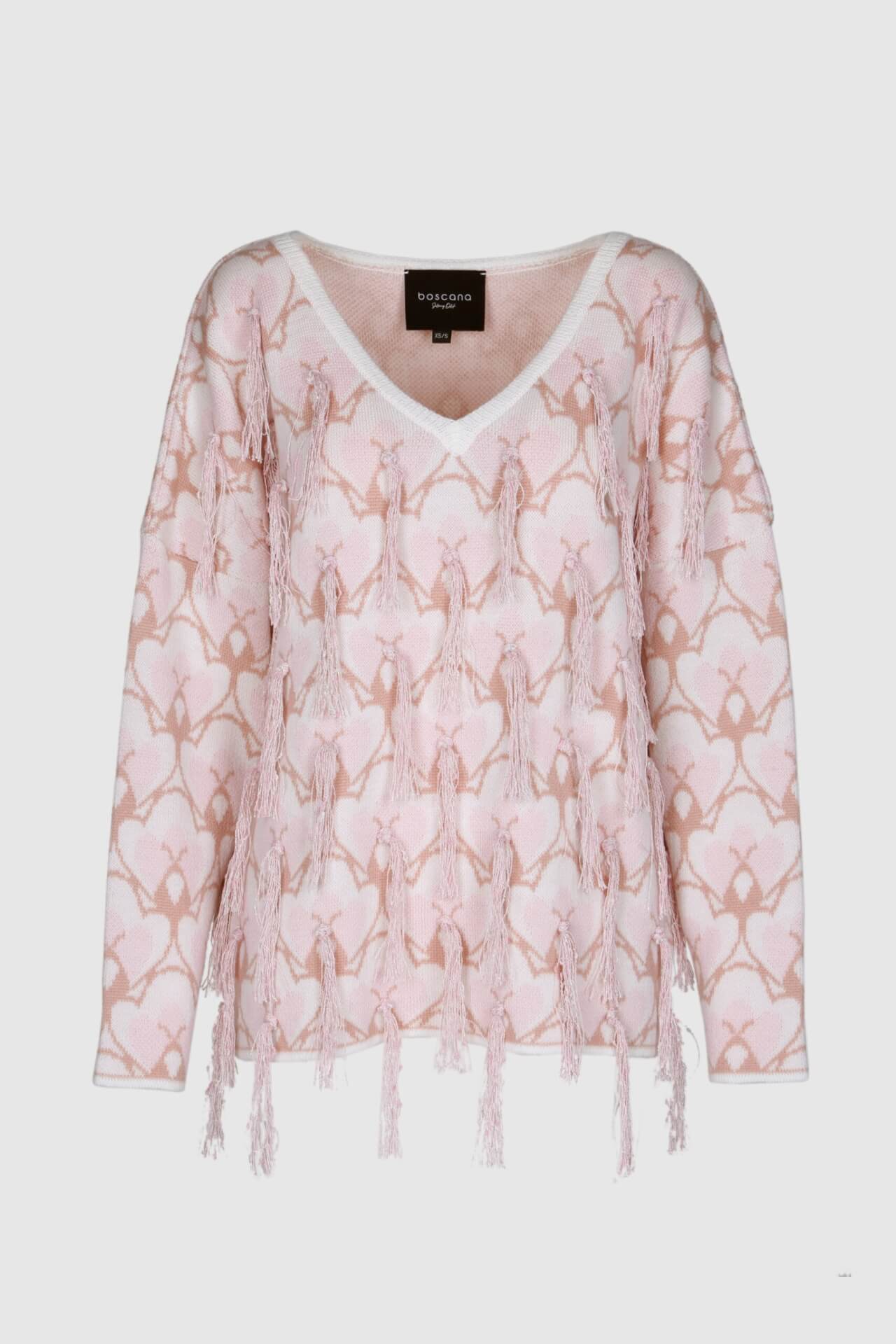 Pullover aus Merinowolle in Rosa und Weiss
