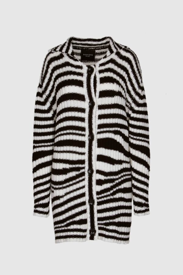 Schwarz weiß gestreifte Strickjacke
