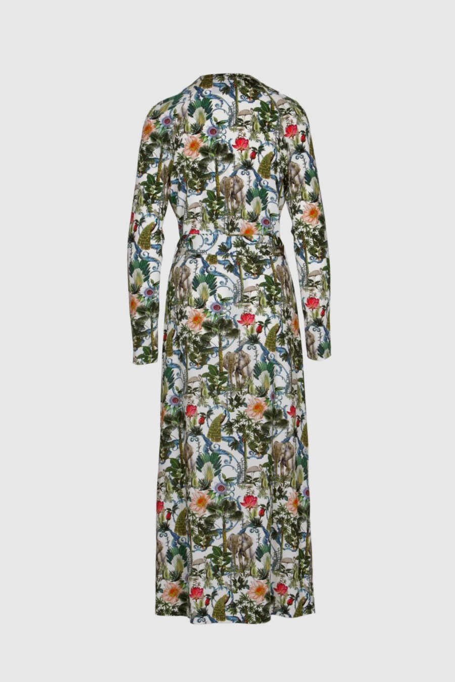 Kleid, Sommerkleid, grün, beige, pink Wickelkleid, Maxikleid, Bindegürtel, langer schmaler Arm