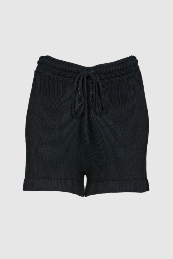 Shorts, kurze Hose, schwarz, Baumwolle, gestrickt, mit Taschen an den Seiten, Kordel im Bund, casual Look
