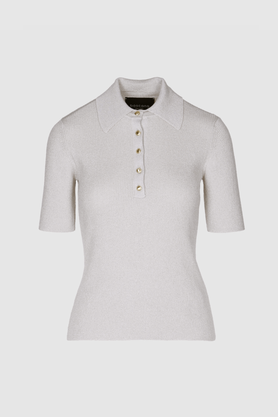 Strickoberteil in Creme mit Polokragen