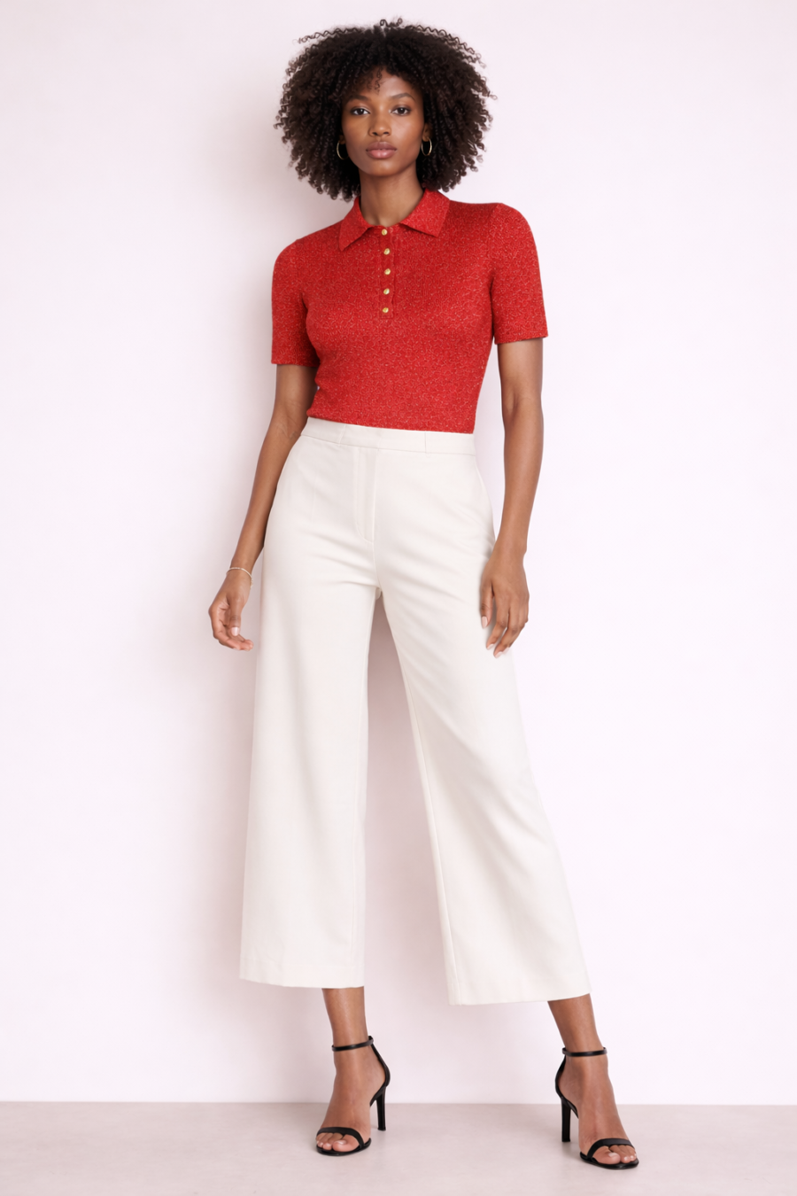 Poloshirt in Rot mit Lurexfäden