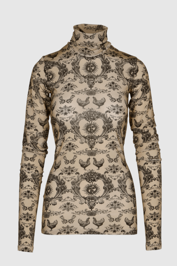 Shirt mit Print in creme und schwarz