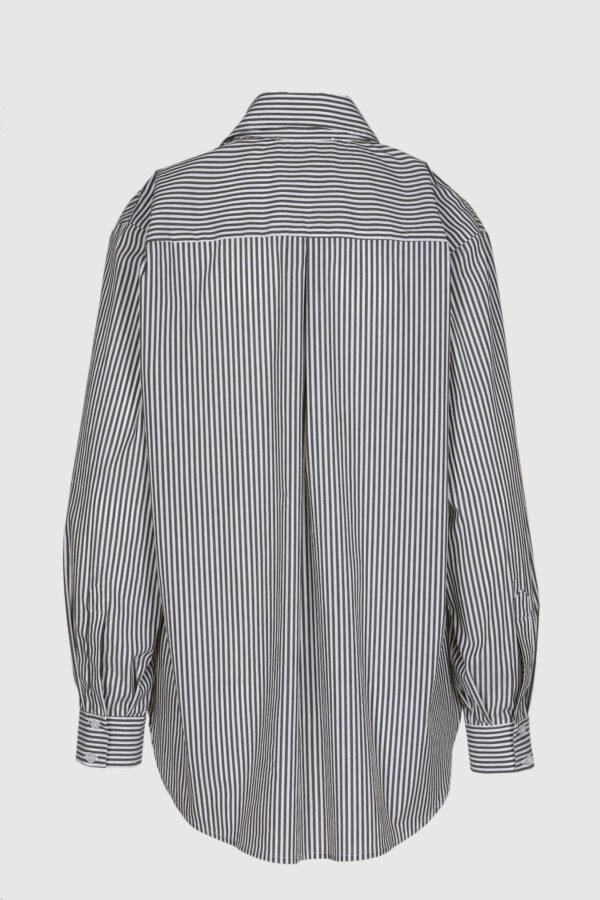 Bluse in anthrazit und weissen Streifen