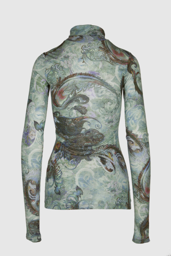 Damen Shirt in grün mit Paisley Druck
