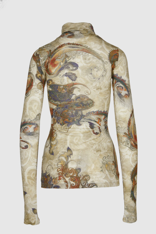 Cremefarbenes Shirt mit Paisley Druck Damen