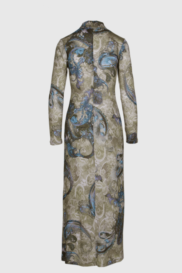 Leichtes Polokleid in grau mit Paisley Print rückseite