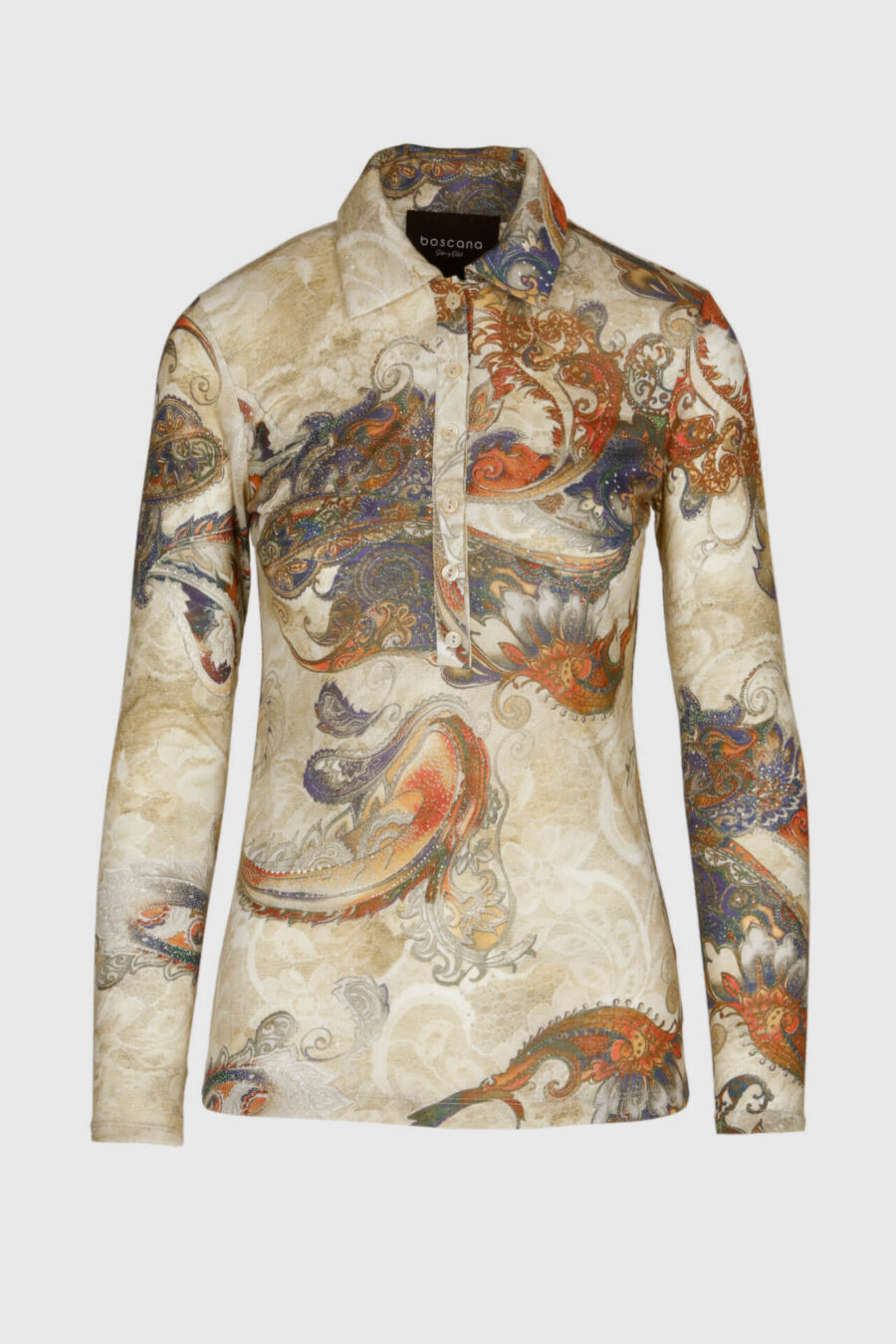 Poloshirt in creme mit Paisley Print