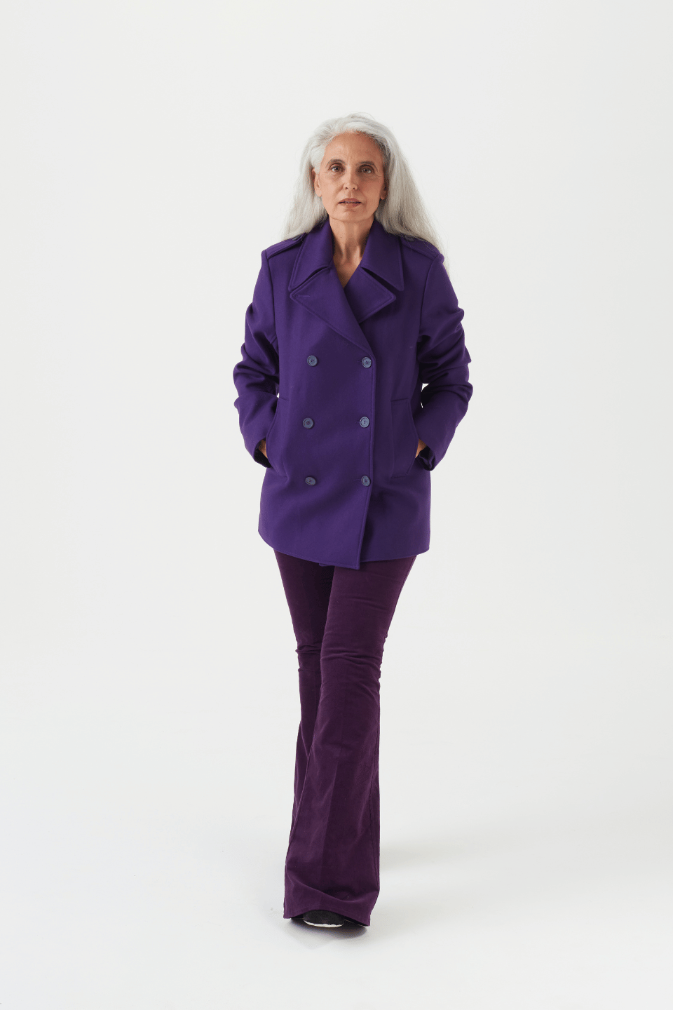 Cabanjacke aus Schurwolle in lila